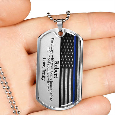 Personalized Police Officer Husband Dog Tag Necklace - Love You This Much